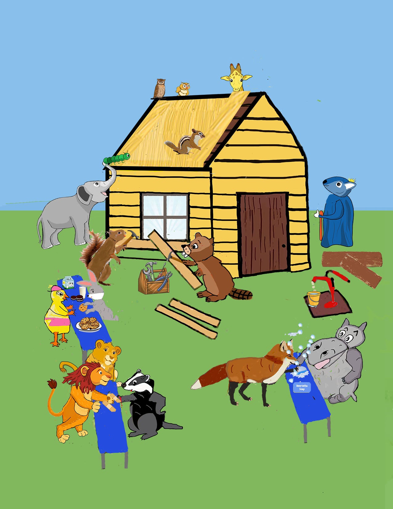 All th animals chip in to build new houses for the wood animals  that have moved to Bumpleville.